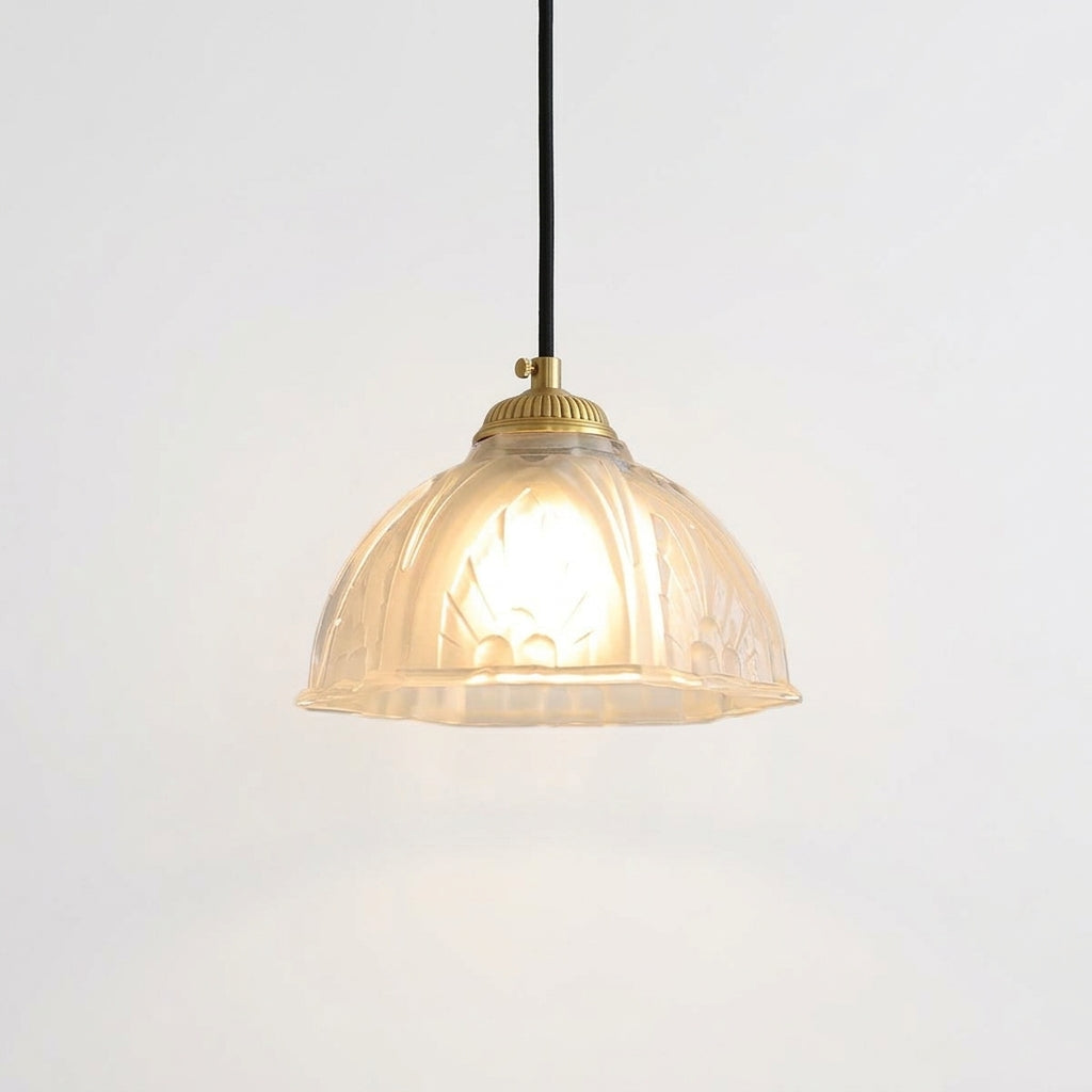 Scalloped Glass Petal Pendant Light – Brass