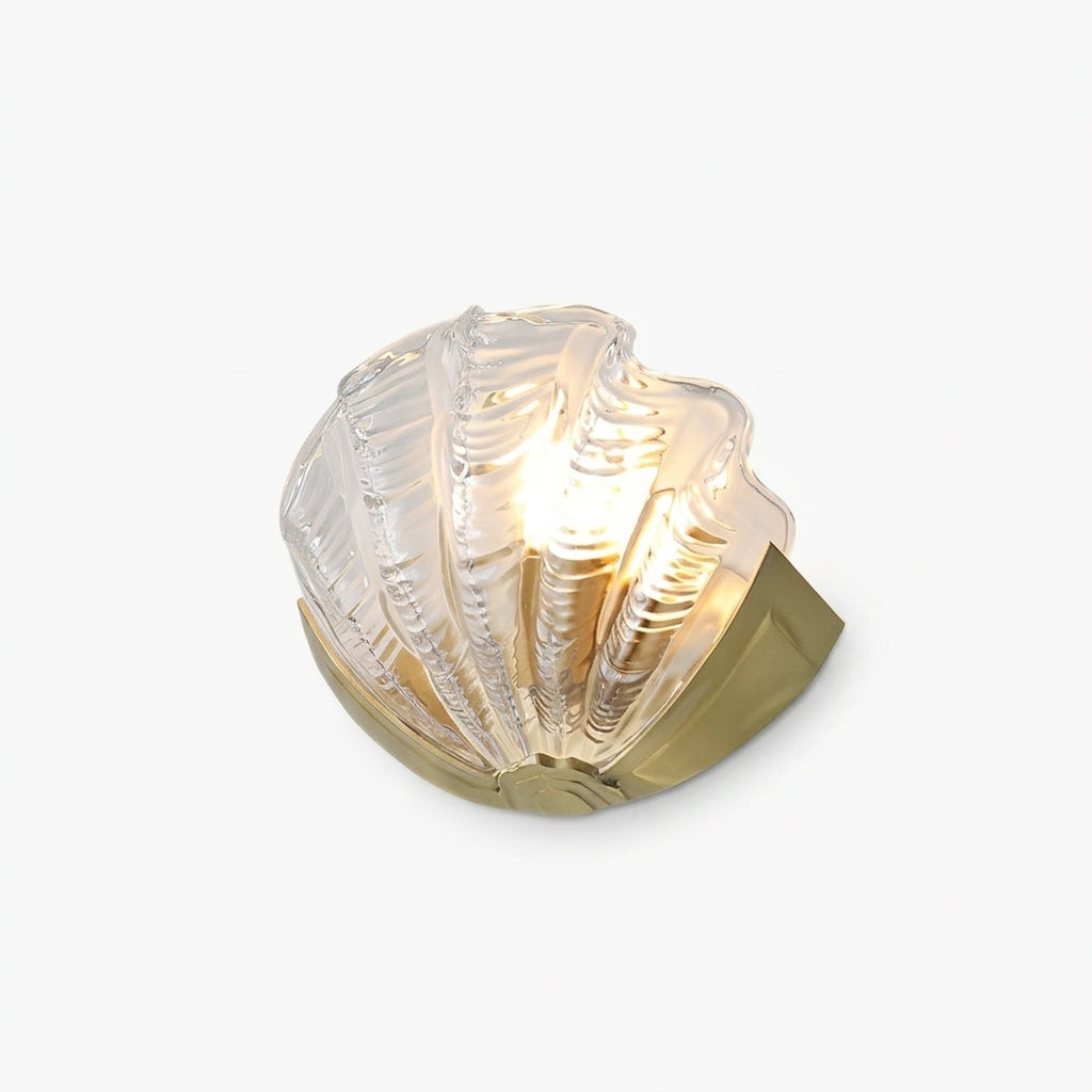 Seashell Glass and Brass Wall Sconce – Clear Glass