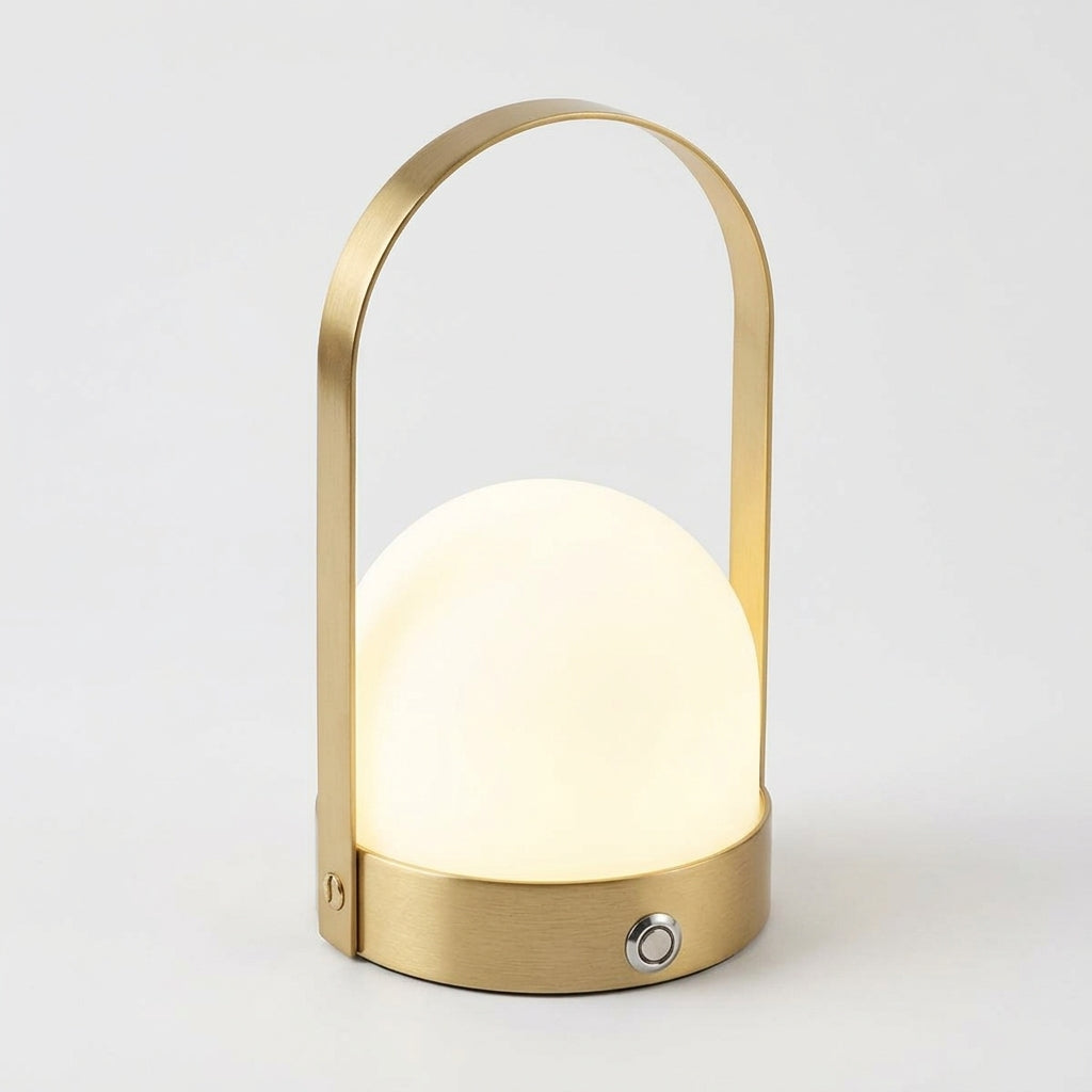 Glass Lantern Portable Lamp – Gold