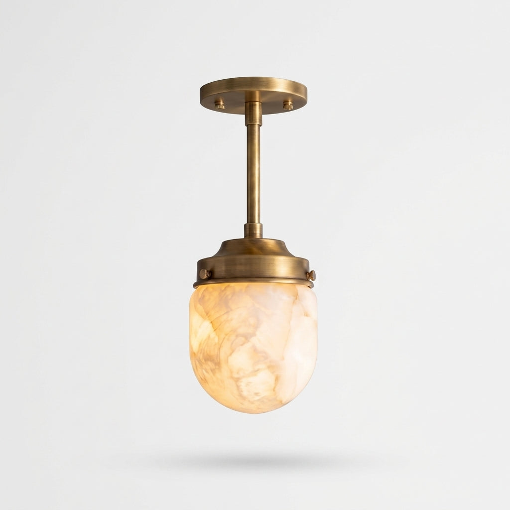 Alabaster Semi-Flush Ceiling Light – Natural Brass