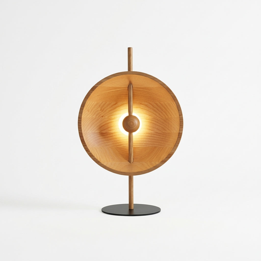 Wood Disc Table Lamp – Natural Wood