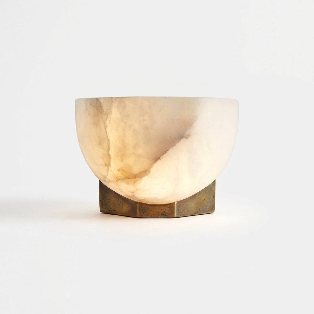 Brass and Alabaster Disc Sconce – Vintage Brass