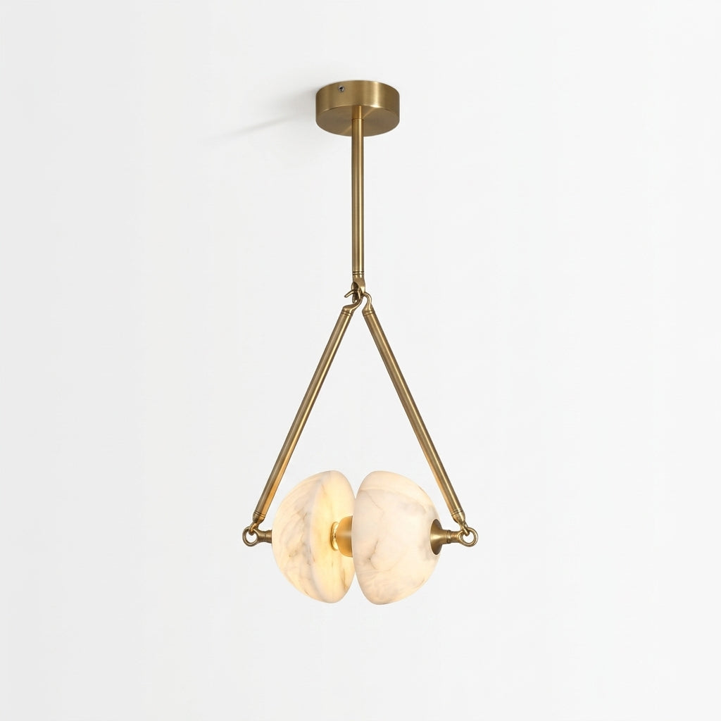 Alabaster Oyster Pendant – White Alabaster & Brass