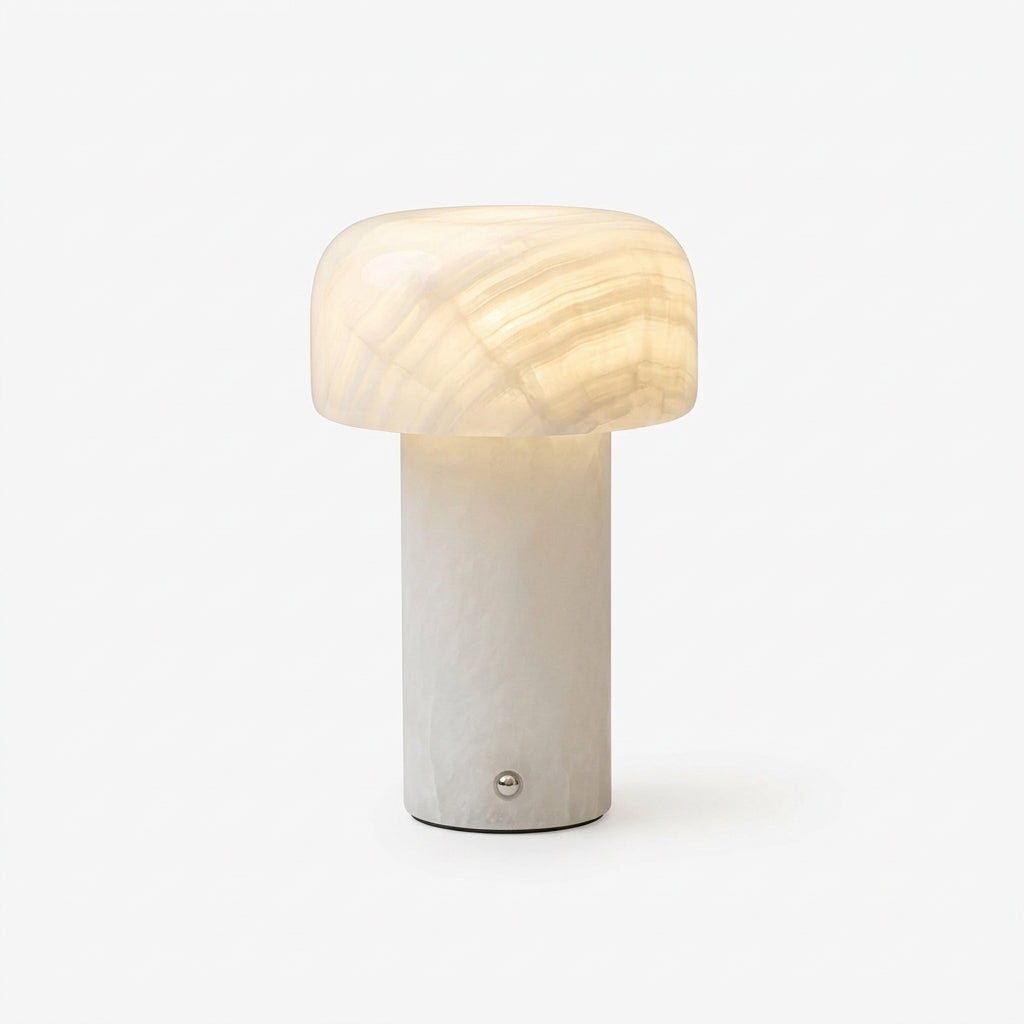 Marble Base Alabaster Shade Lamp – White Onyx & White Alabaster