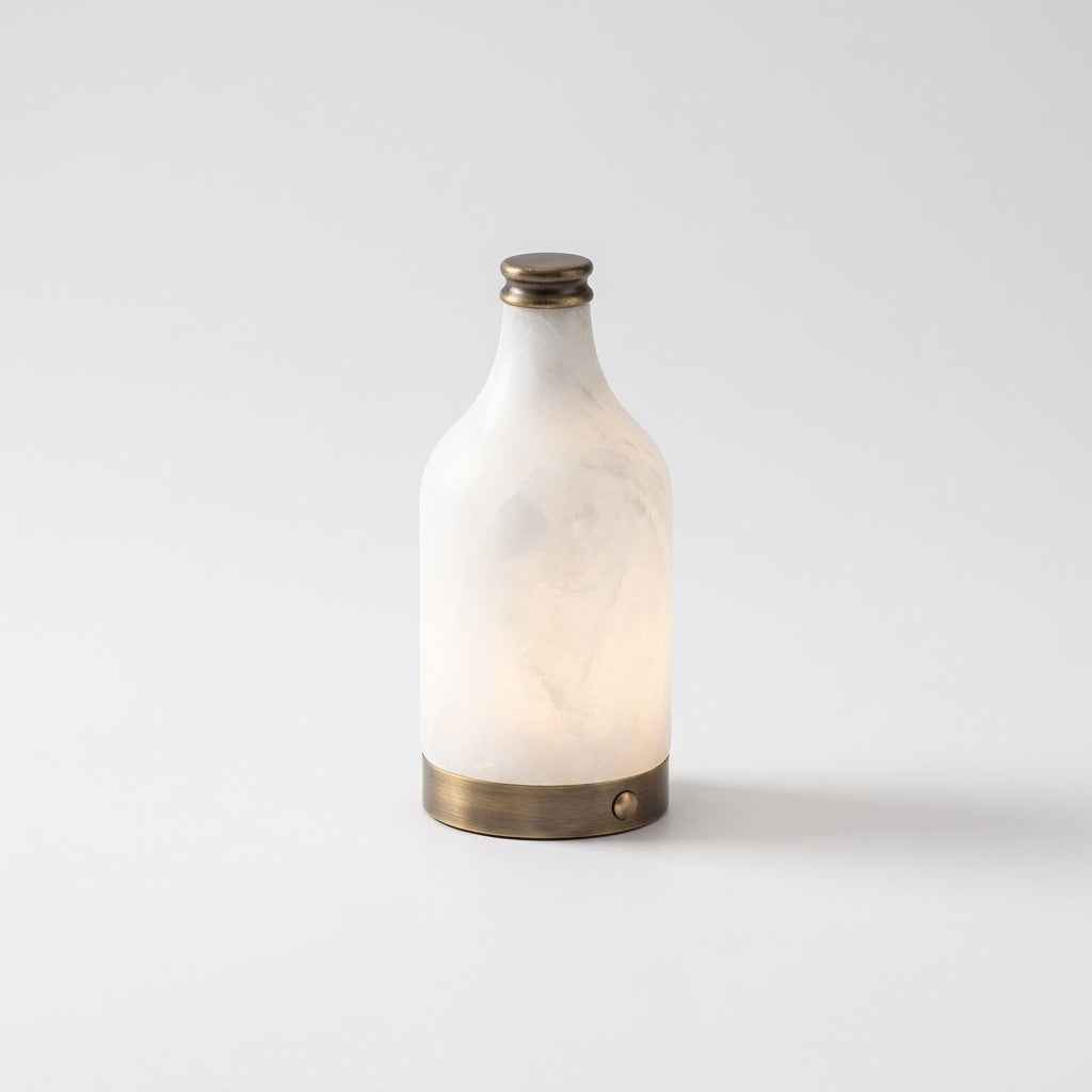Alabaster Bottle Cordless Lamp – White