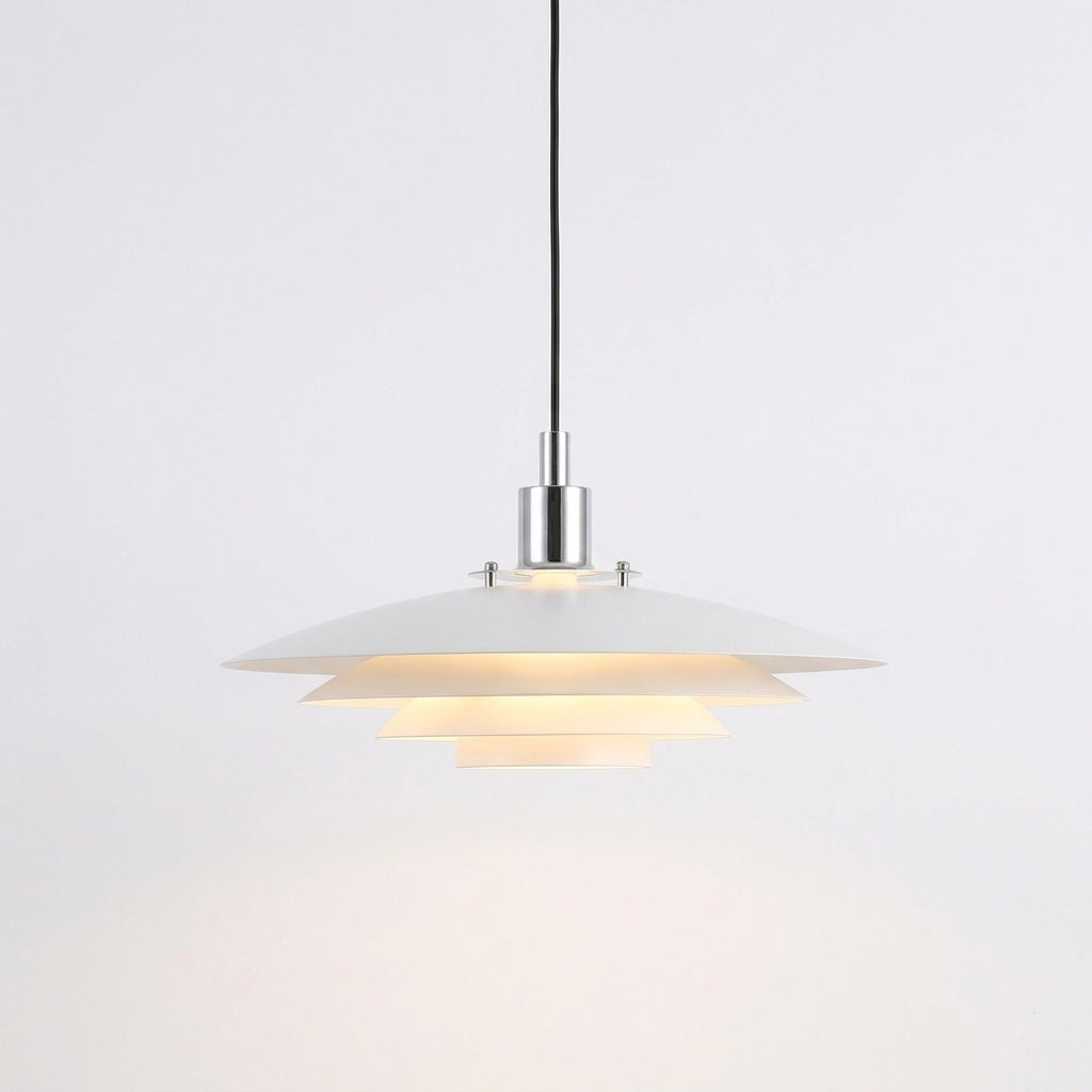 Tiered Metal Dome Pendant Light – White