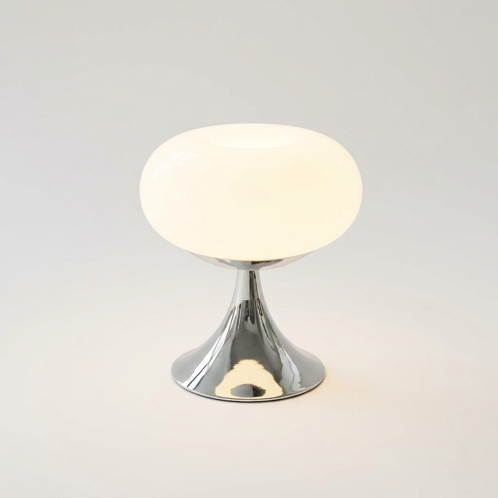 Rounded Glass Table Lamp – White