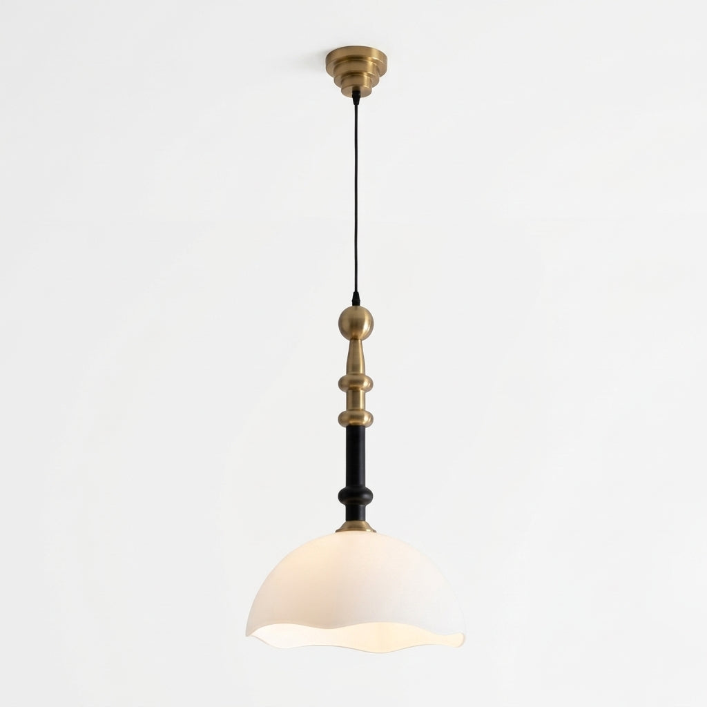 Retro Glass Dome Pendant Light – White