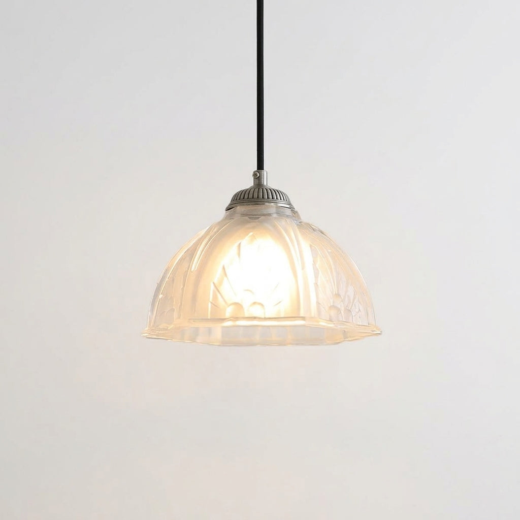 Scalloped Glass Petal Pendant Light – Antique Silver
