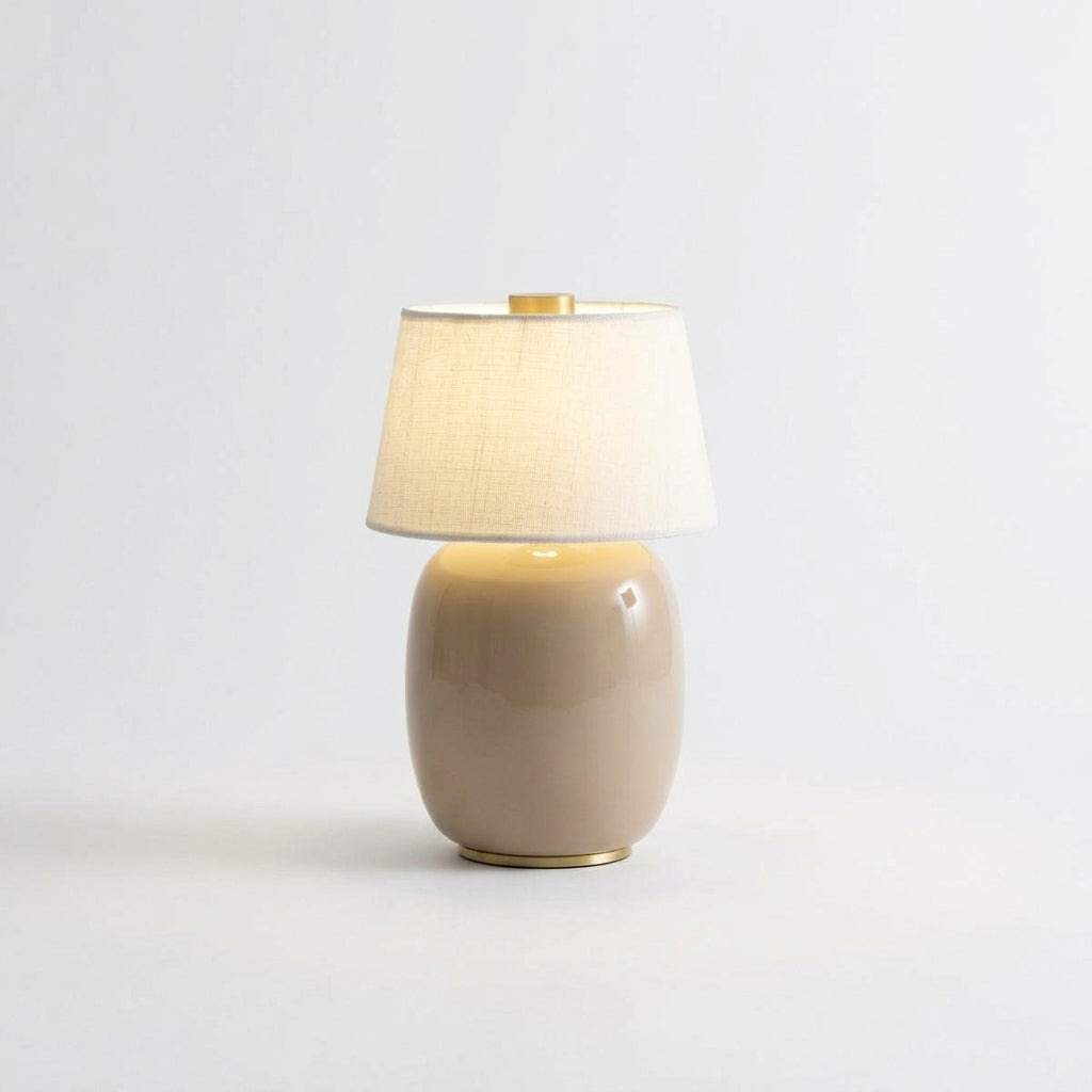 Ceramic and Fabric Cordless Lamp – Beige & White