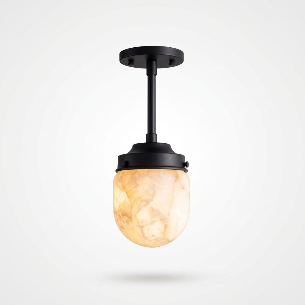 Alabaster Semi-Flush Ceiling Light – Black