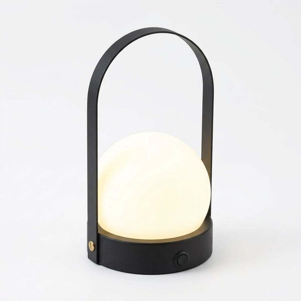 Glass Lantern Portable Lamp – Black