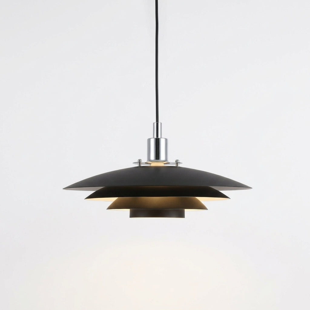 Tiered Metal Dome Pendant Light – Black