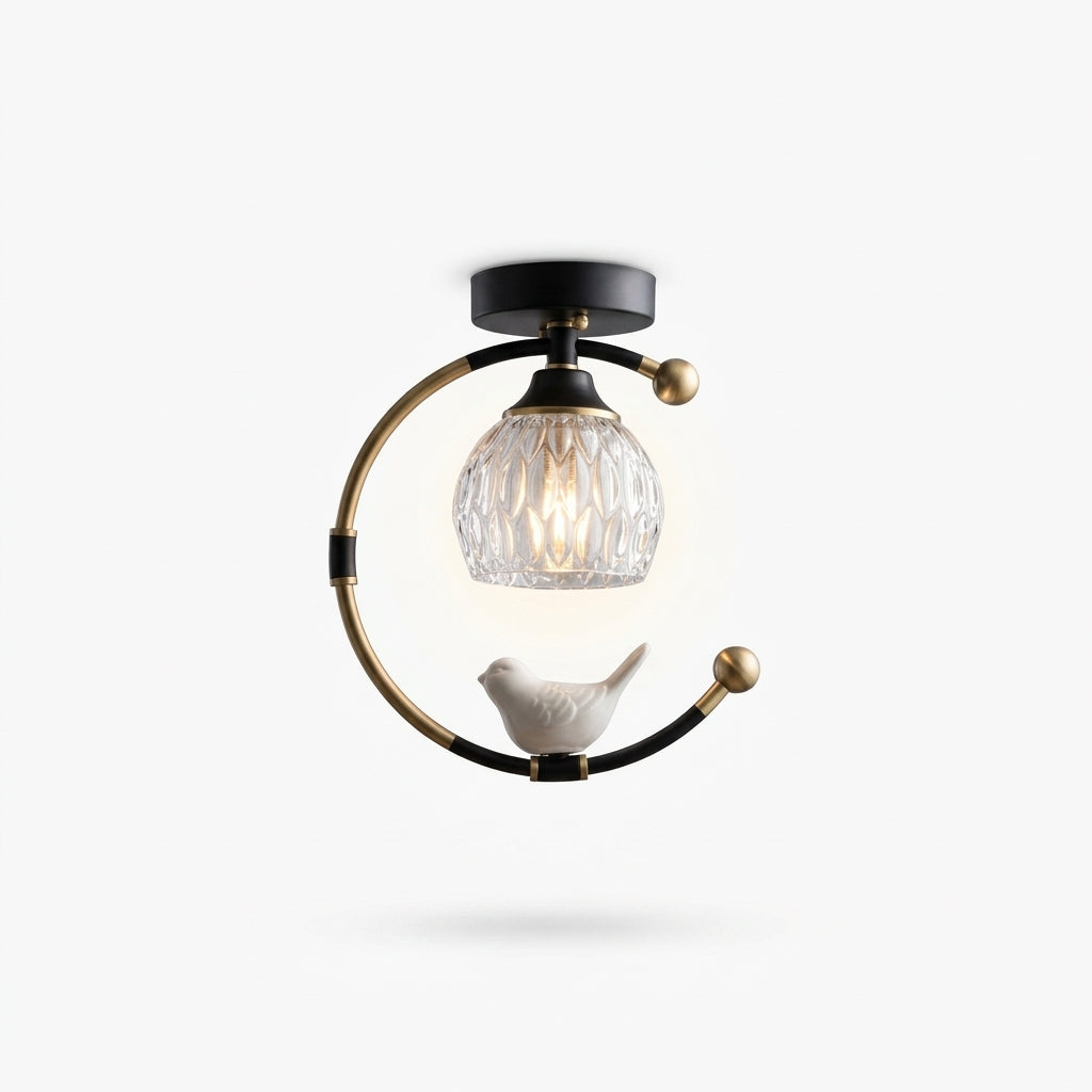 Ceramic and Brass Ceiling Lamp – Brass & Black