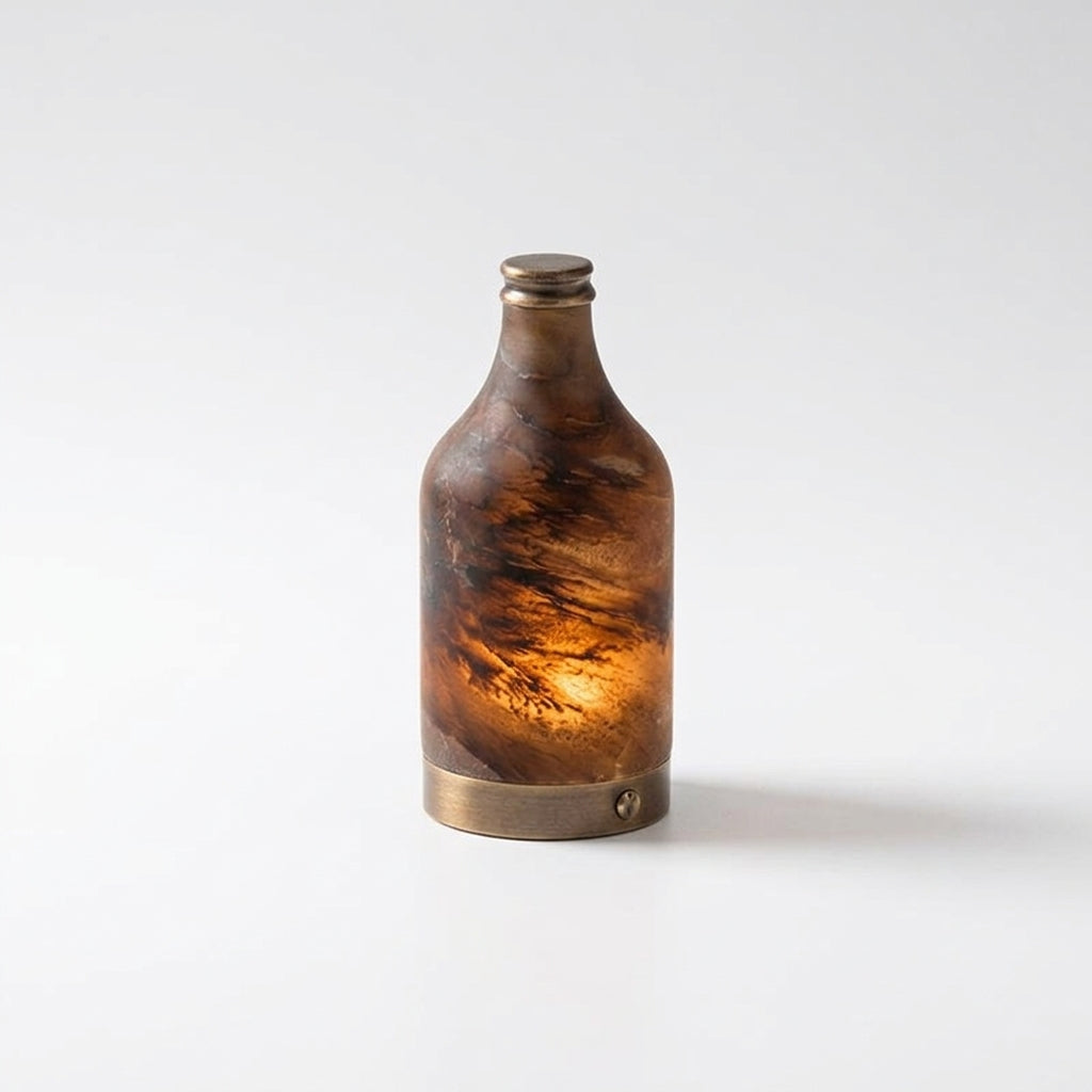 Alabaster Bottle Cordless Lamp – Brown