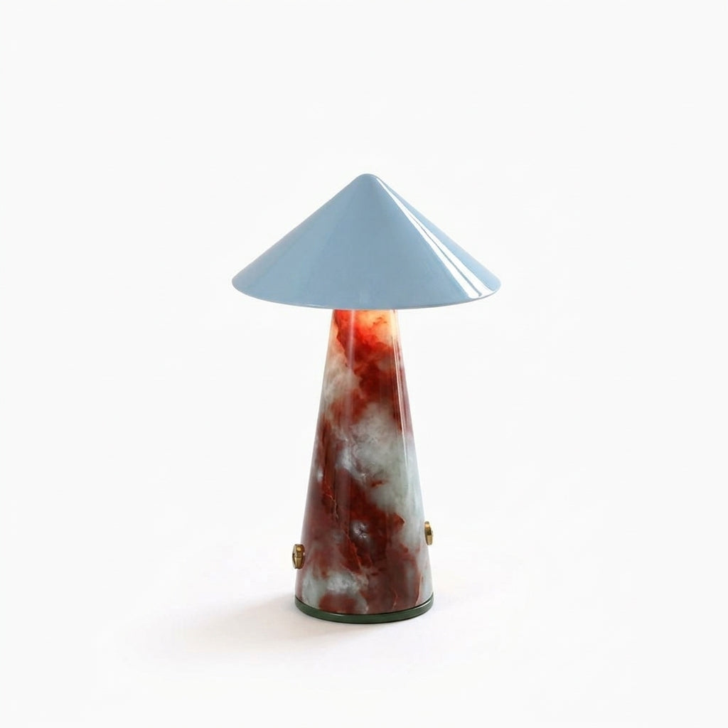 Jade Cordless Table Lamp – Deep Red & White Jade