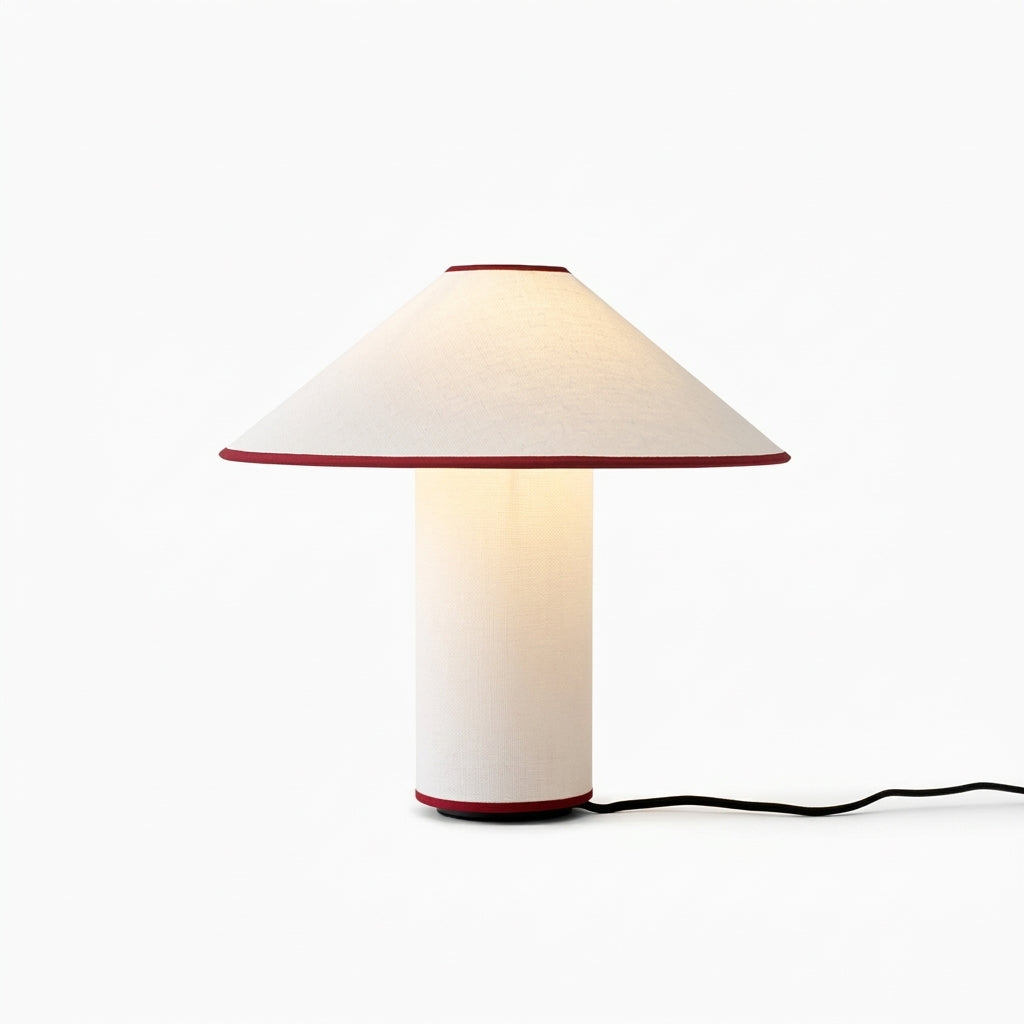Fabric Drum Table Lamp – Red & White