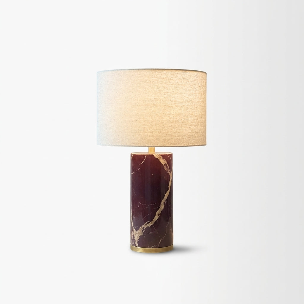 Veined Marble Table Lamp – Violet Red & Light Beige