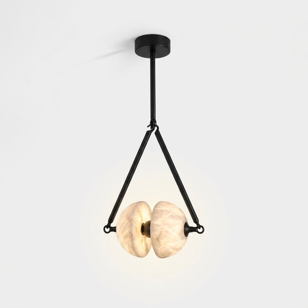 Alabaster Oyster Pendant – White Alabaster & Black