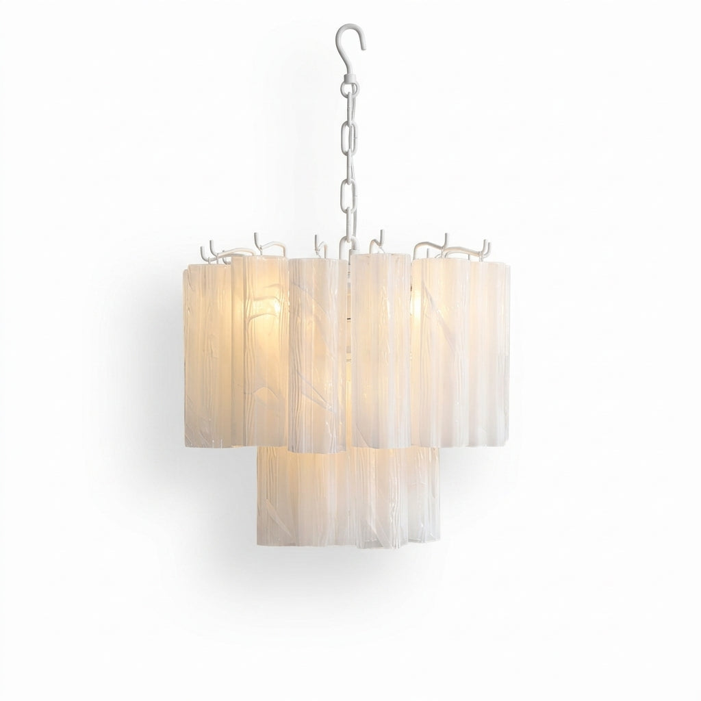 Layered Glass Chandelier – White