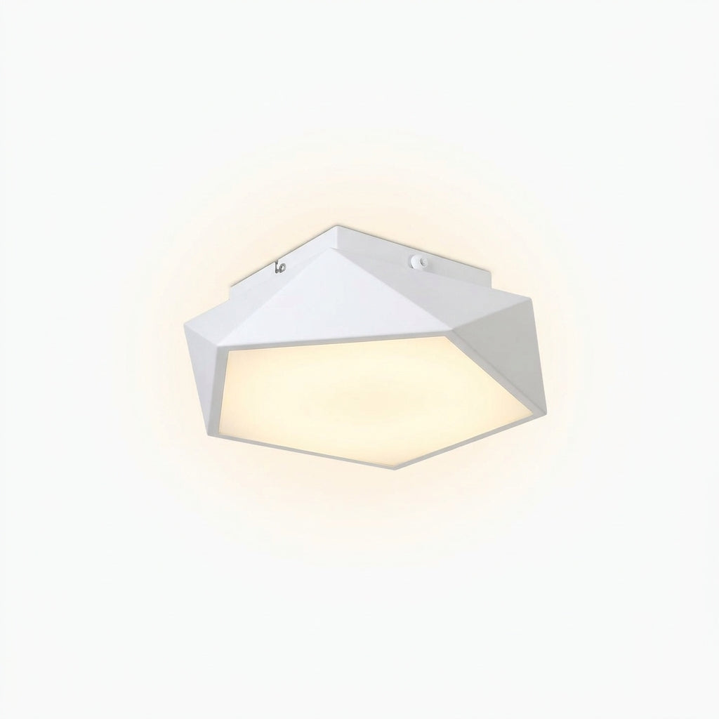 Polygonal Metal Ceiling Light – White