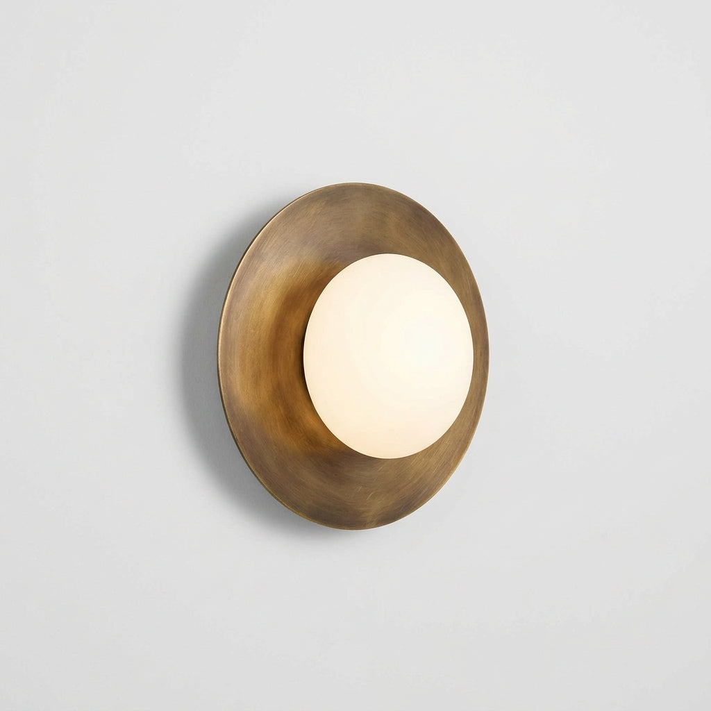 Concave Alabaster Sconce – Antiqued Brass & White