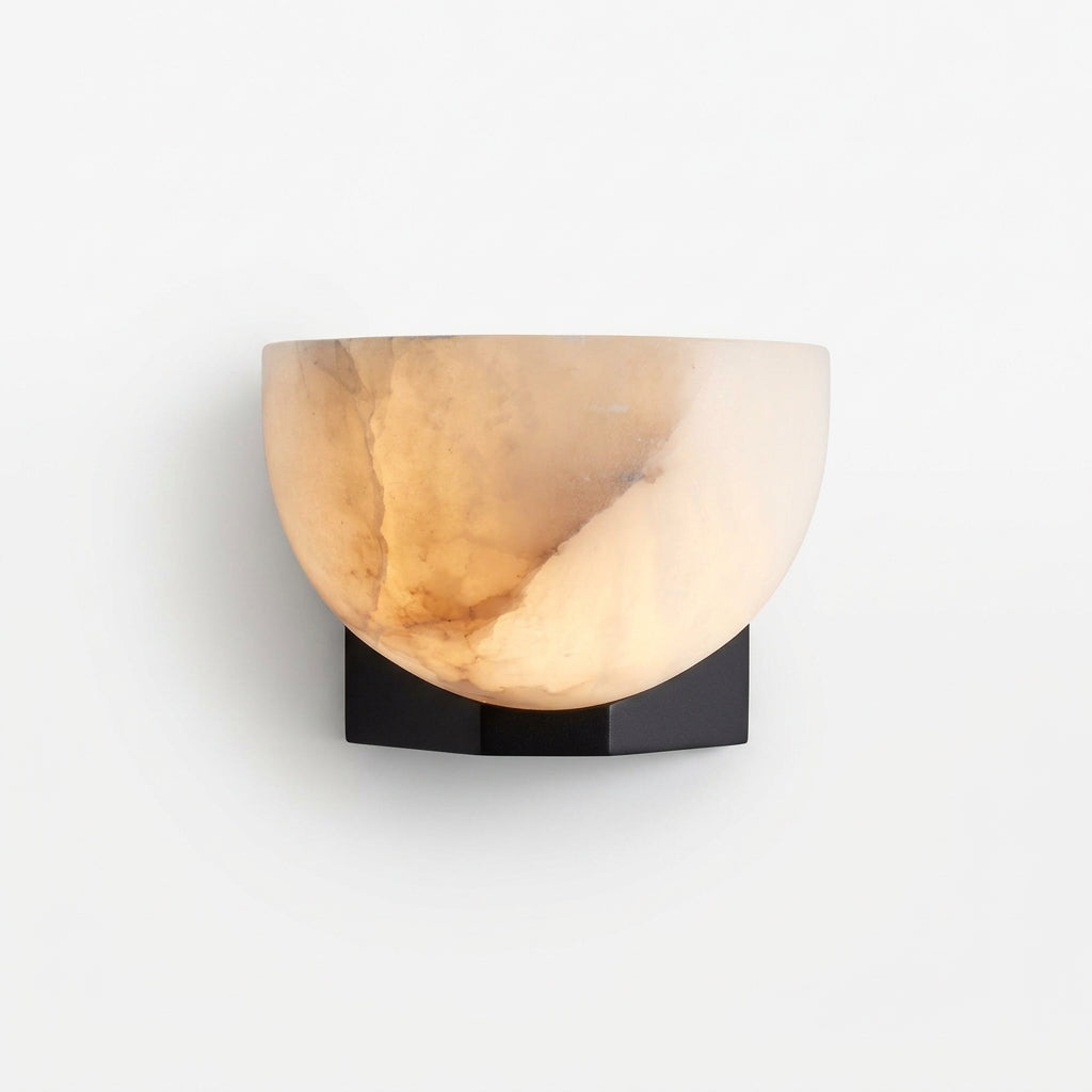 Brass and Alabaster Disc Sconce – Black