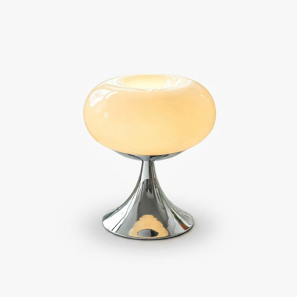 Rounded Glass Table Lamp – Cream