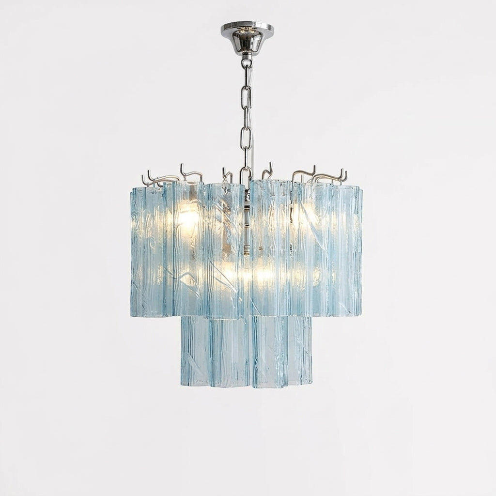 Layered Glass Chandelier – Pale Blue