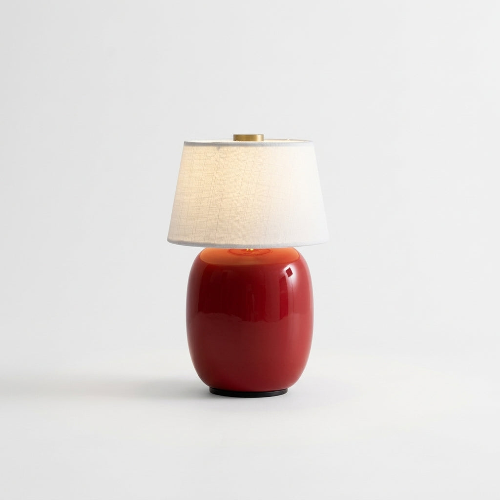 Ceramic and Fabric Cordless Lamp – Red & White