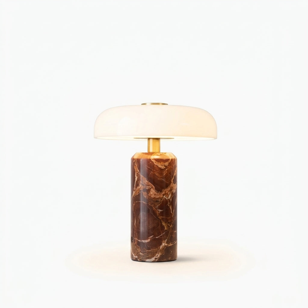 Marble and Glass Portable Lamp – Reddish Brown