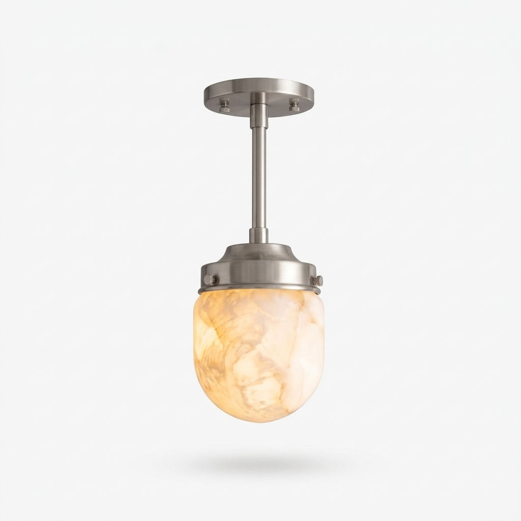 Alabaster Semi-Flush Ceiling Light – Satin Nickel