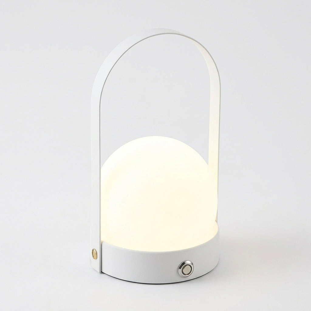 Glass Lantern Portable Lamp – White