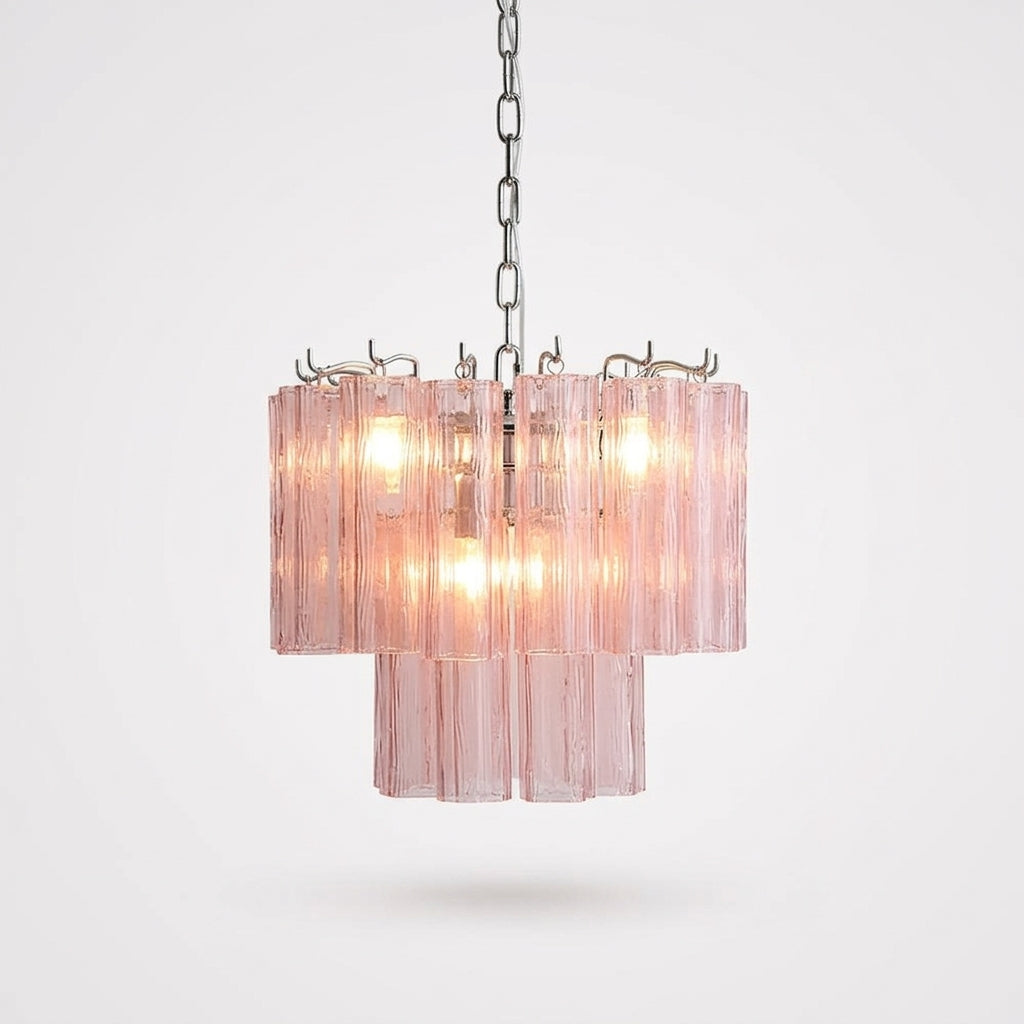Layered Glass Chandelier – Pink