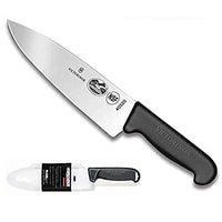 Victorinox Swiss army, Fibrox Straight Edge Chef's Knife, 8-Inch, Black, With Victorinox Cutlery BladeSafe for 8-Inch to 10-Inch Knife Blades. Combo pack