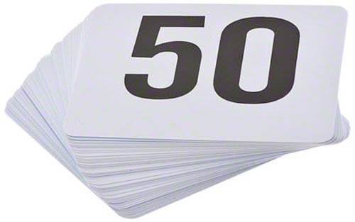 ROY TN 1 50 -Royal Industries Number 1-50 Plastic Number Card Set, Plastic, 4'' by 4'', White Base with Black Numbers