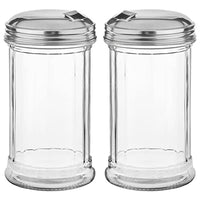 12 Oz Glass suger shaker/Dispenser with stainless steel pour-flip lid, by Geex Depot US