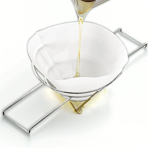 10" Chrome-Plated Steel Fryer Oil Cone Filter Holder/Stand with Filters