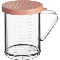 Polycarbonate Dredge Shaker with Yellow Lid, 10 oz. Clear Plastic Dredge cheese/Spice Shaker with Marks measurements and 4 mm Hole Diameter by Geex Depot US.