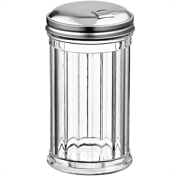 Sugar Pourers with Stainless Steel Pour-fip Lid, Clear Plastic Suger Shakers/Dispenser with 12 Oz. (360 ml) Capacity by GEEX DEPOT