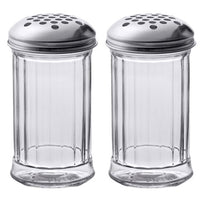 12 Oz. Cheese Shaker/Red Pepper Shaker with 1/4" Large Holes Stainless Steel Lid, Clear Glass suger/spice dispenser Lids, By Geex Depot US