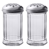 12 Oz. Cheese Shaker/Red Pepper Shaker with 1/4" Large Holes Stainless Steel Lid, Clear Glass suger/spice dispenser Lids, By Geex Depot US