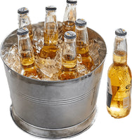 Round Metal Buckets for Ice and Drinks, Rustic Vintage Storage Oval Bucket Bins by Geex Depot US