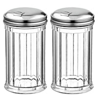 Sugar Pourers with Stainless Steel Pour-fip Lid, Clear Plastic Suger Shakers/Dispenser with 12 Oz. (360 ml) Capacity by GEEX DEPOT