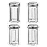(Set of 2) Plastic Sugar Pourers with Stainless Steel Pour-fip Lids, Clear Plastic Suger Shakers/Dispenser with 12 Oz. (360 ml) Capacity by Geex Depot US.