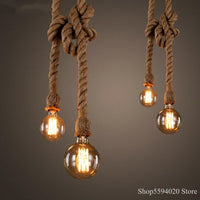 Retro Wire Hemp Rope Pendant Lights