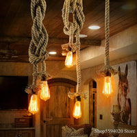 Retro Wire Hemp Rope Pendant Lights