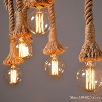 Retro Wire Hemp Rope Pendant Lights