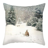 Deer In Snow Forest Picture Cushion
