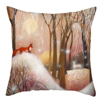 Deer In Snow Forest Picture Cushion